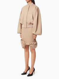 JUPE MIDI EN NŒUD NŒUD EN COTON PEPLUM - Beige
