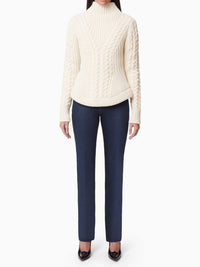PULL À COL ROULÉ EN LAINE TORSADÉE - Beige