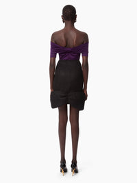 JUPE MIDI AVEC NŒUD EN DENTELLE - Noir