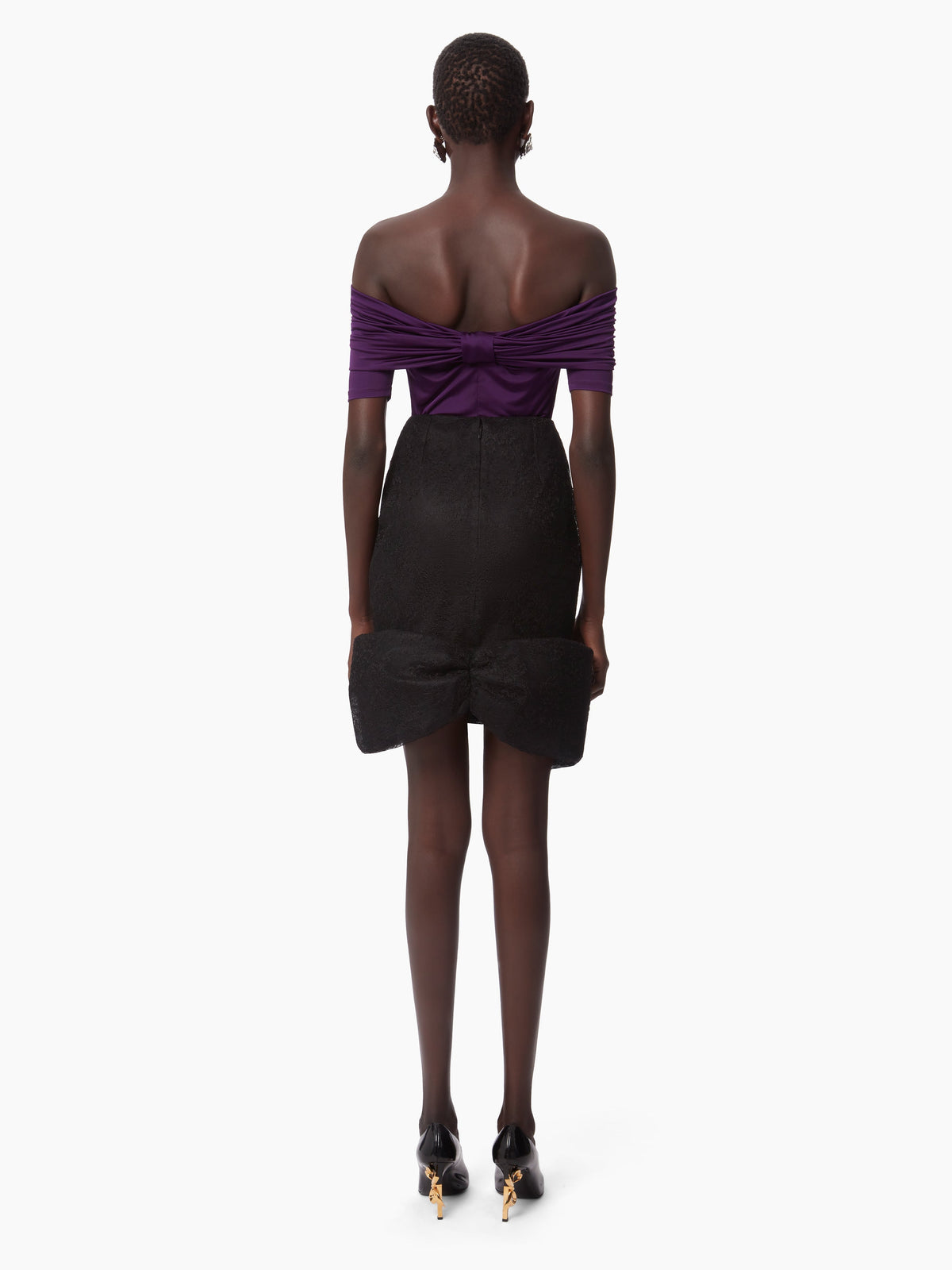 JUPE MIDI AVEC NŒUD EN DENTELLE