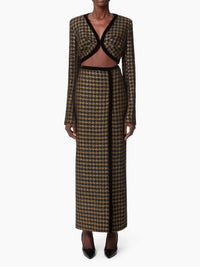 LONGUE JUPE EN TWEED PIED-DE-POULE - Noir