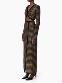 LONGUE JUPE EN TWEED PIED-DE-POULE - Noir