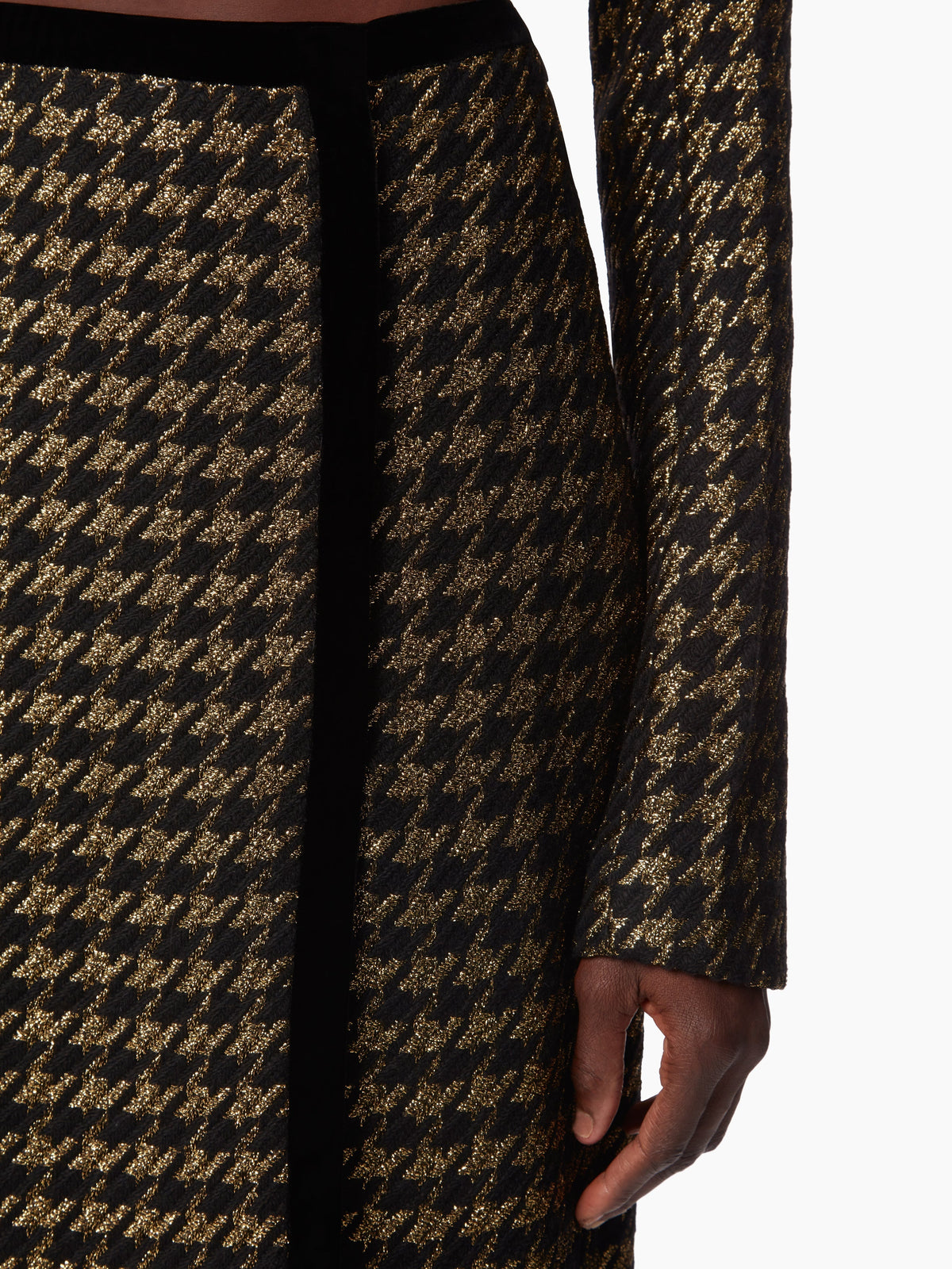 LONGUE JUPE EN TWEED PIED-DE-POULE