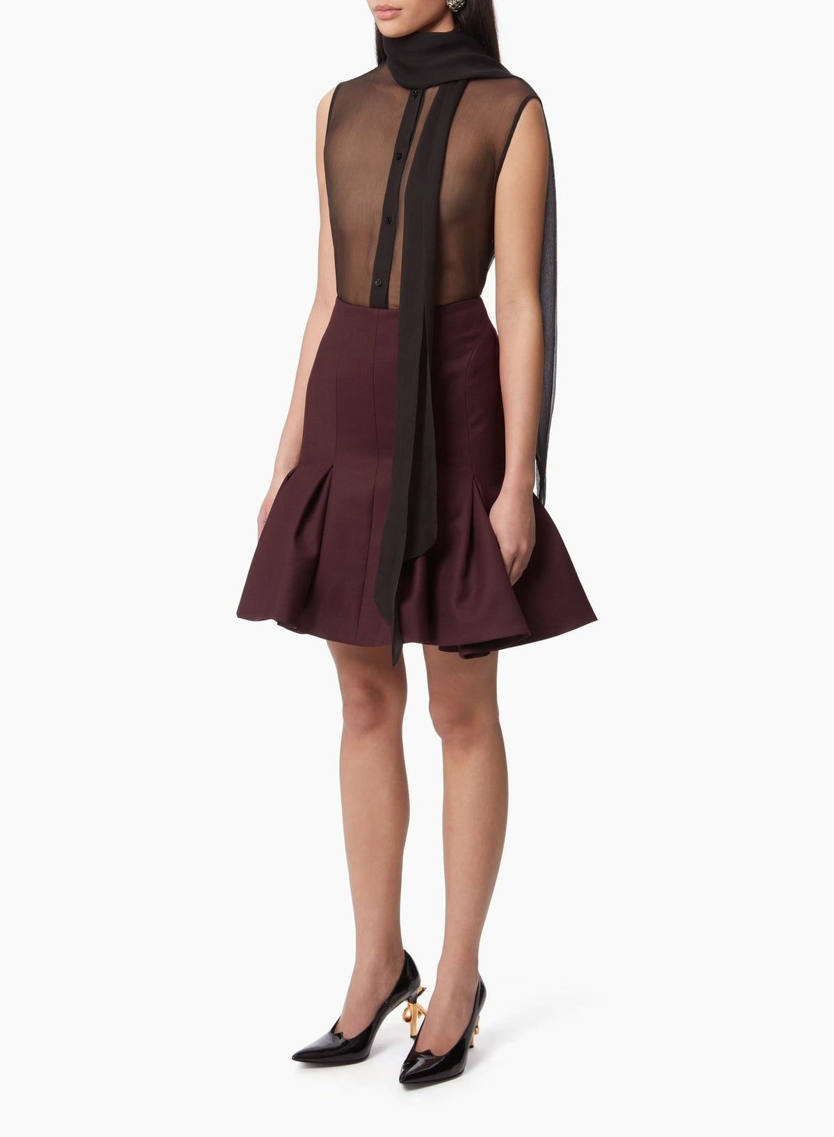JUPE MIDI PEPLUM EN LAINE