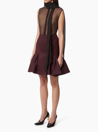 JUPE MIDI PEPLUM EN LAINE - Bordeaux