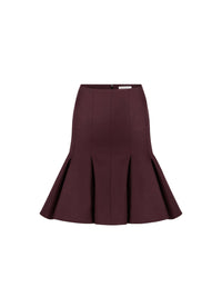 JUPE MIDI PEPLUM EN LAINE - Bordeaux