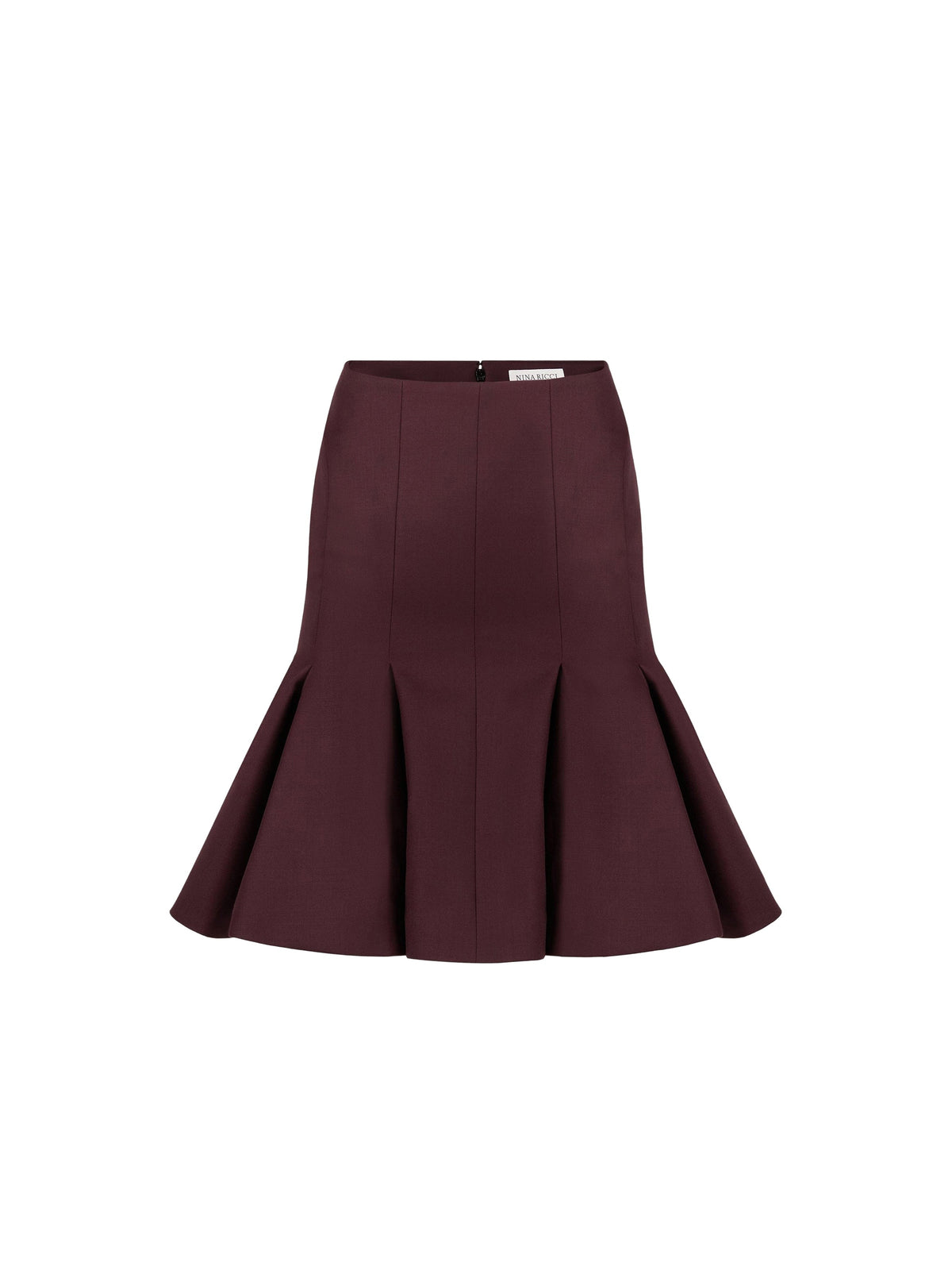JUPE MIDI PEPLUM EN LAINE - Bordeaux