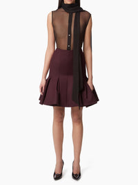 JUPE MIDI PEPLUM EN LAINE - Bordeaux