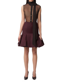 Flared wool midi skirt - Burgundy