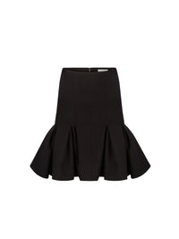 JUPE MIDI PEPLUM EN LAINE - Noir