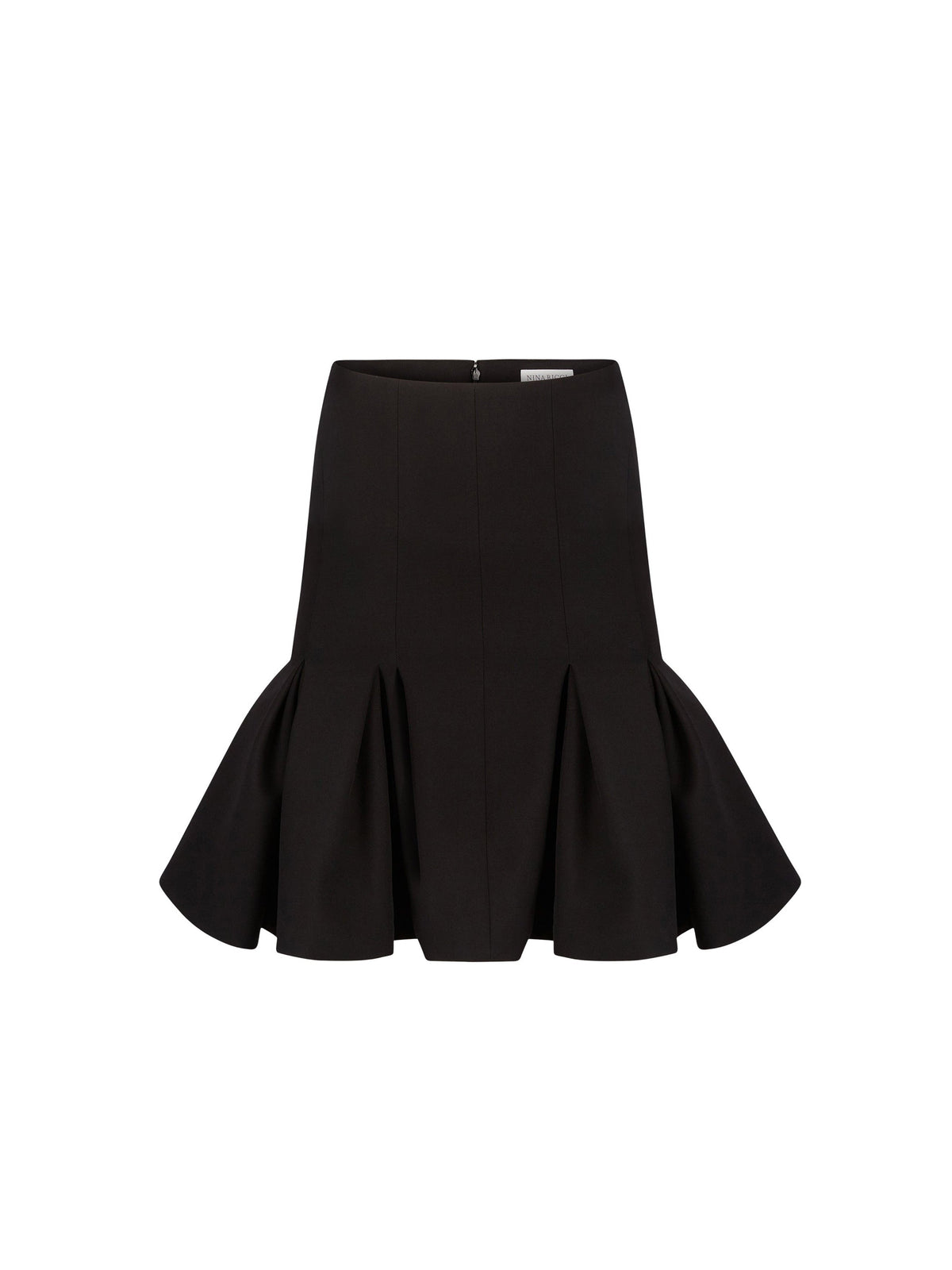 JUPE MIDI PEPLUM EN LAINE - Noir