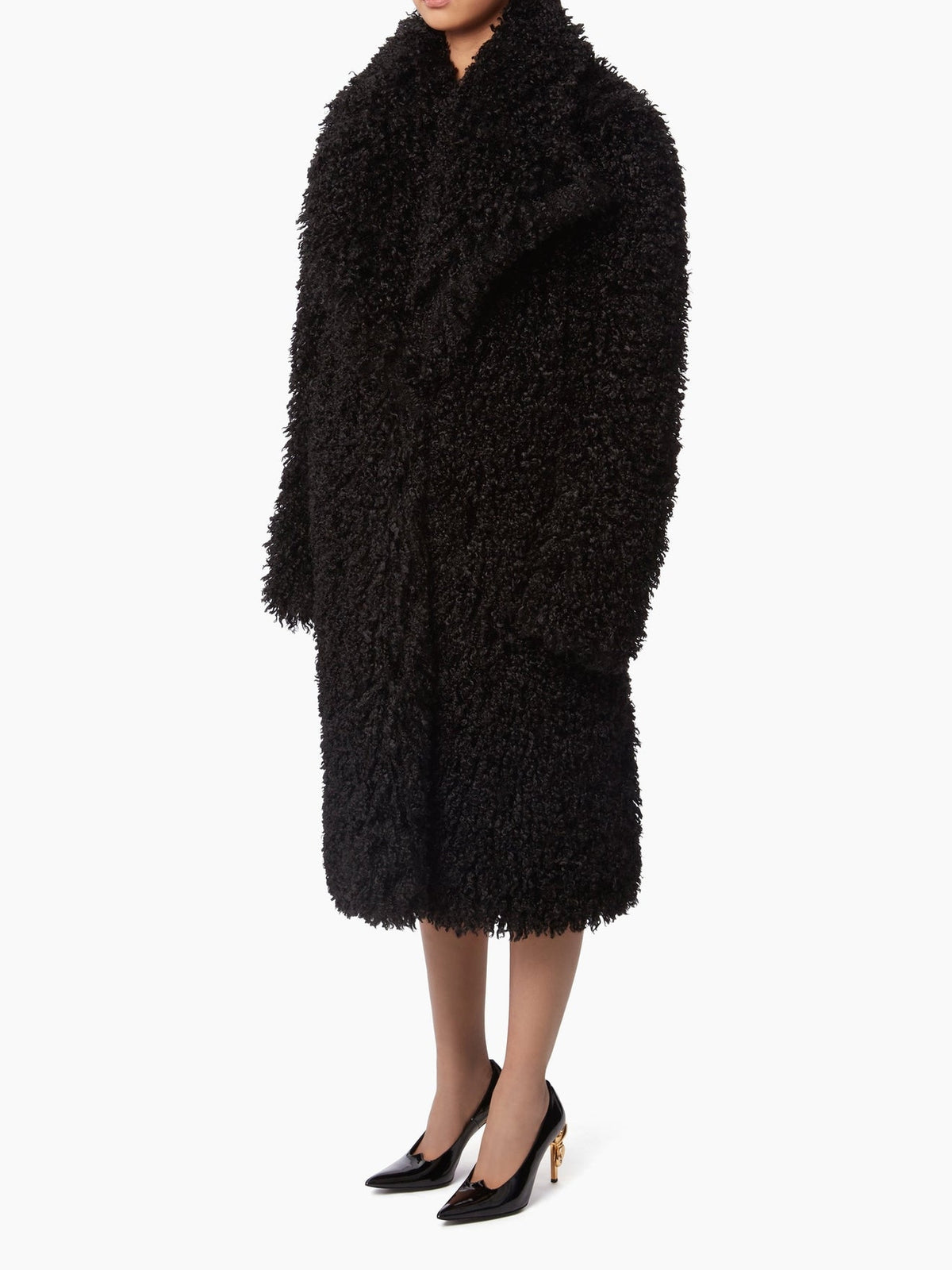 MANTEAU SURDIMENSIONNÉ EN FAUSSE FOURRURE - Noir