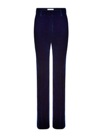 PANTALON DROIT EN VELOURS FLUIDE - Bleu