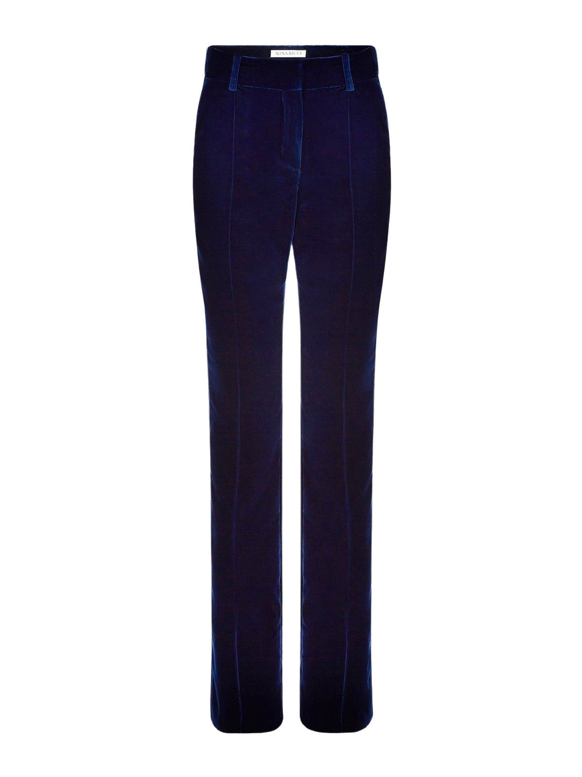 PANTALON DROIT EN VELOURS FLUIDE - Bleu