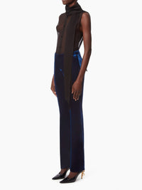 PANTALON DROIT EN VELOURS FLUIDE - Bleu