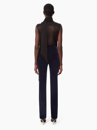 PANTALON DROIT EN VELOURS FLUIDE - Bleu