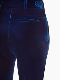 PANTALON DROIT EN VELOURS FLUIDE - Bleu