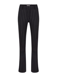 PANTALON DROIT EN LAINE À RAYURES FINES - Bleu Marine