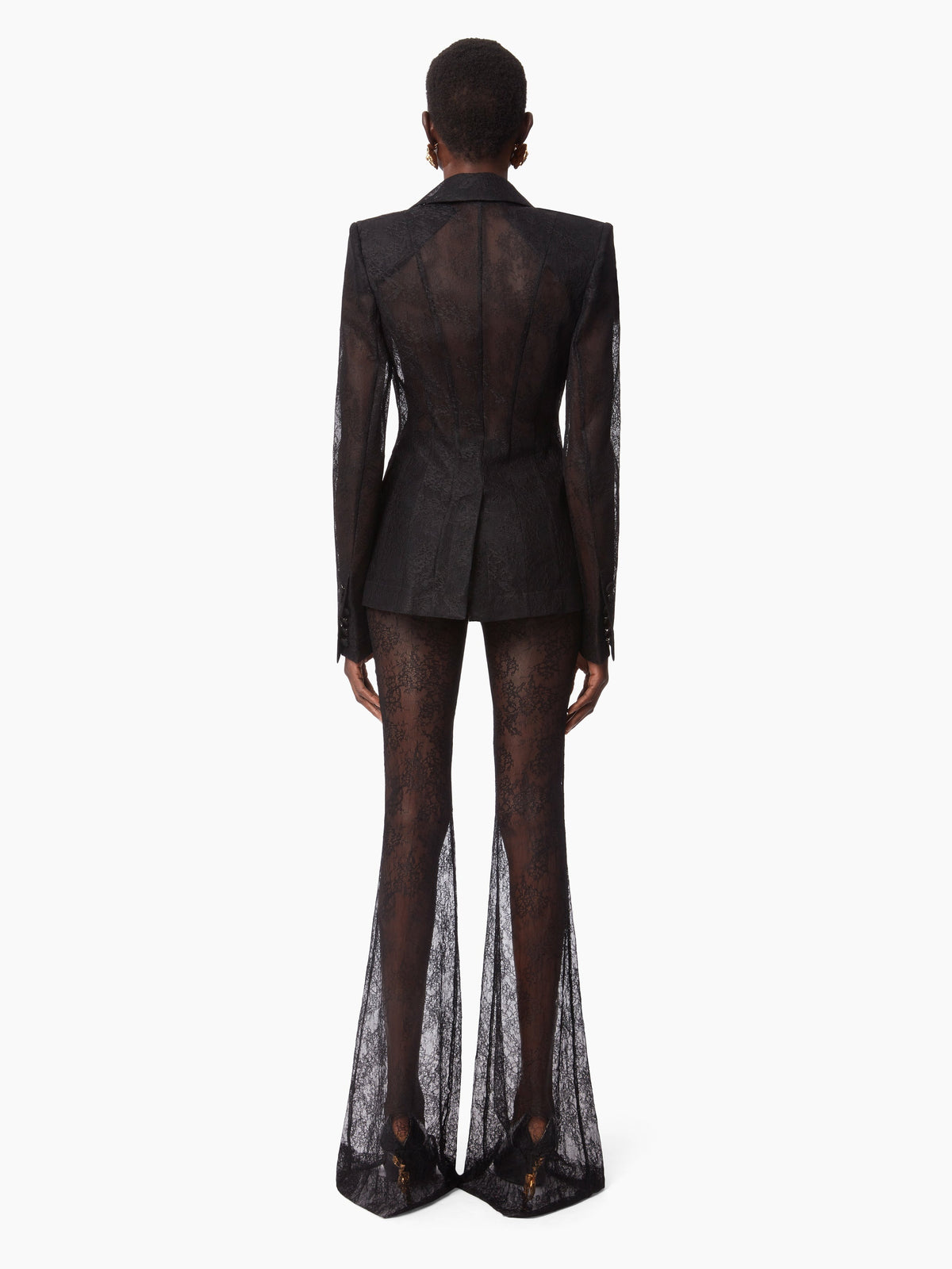 PANTALON ÉVASÉ EN DENTELLE CHANTILLY - Noir