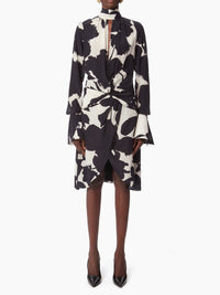 ROBE MIDI À COL MONTANT - Noir