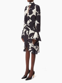 ROBE MIDI À COL MONTANT - Noir
