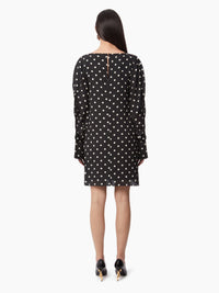 MINI-ROBE À MANCHES FRONCÉES - Noir