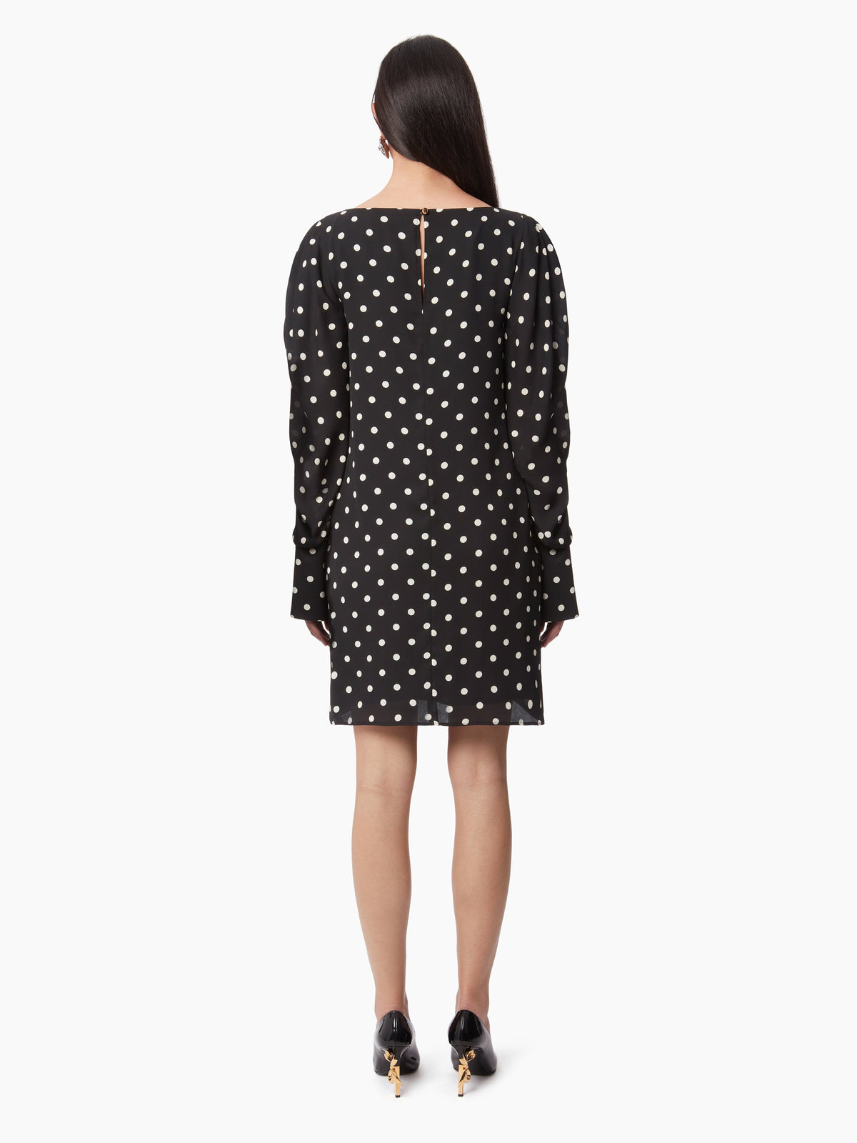 MINI-ROBE À MANCHES FRONCÉES - Noir