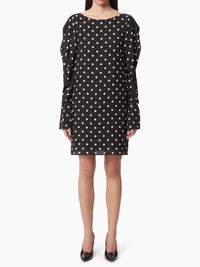 MINI-ROBE À MANCHES FRONCÉES - Noir