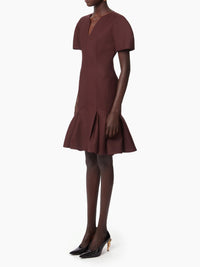 ROBE PEPLUM EN LAINE - Bordeaux