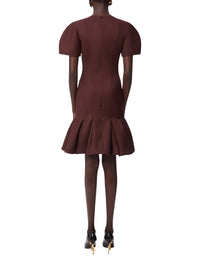Robe courte évasée en laine - Bordeaux