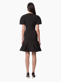 ROBE PEPLUM EN LAINE - Noir