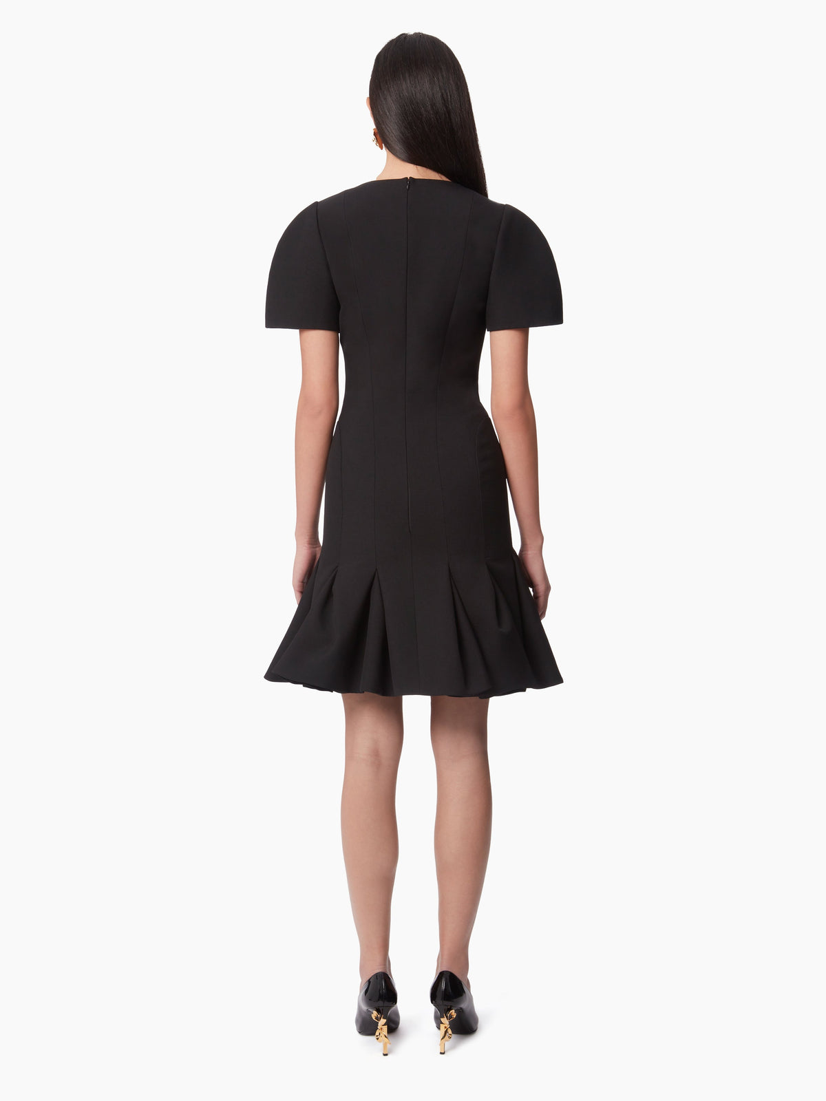 ROBE PEPLUM EN LAINE - Noir