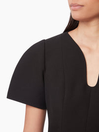 ROBE PEPLUM EN LAINE - Noir