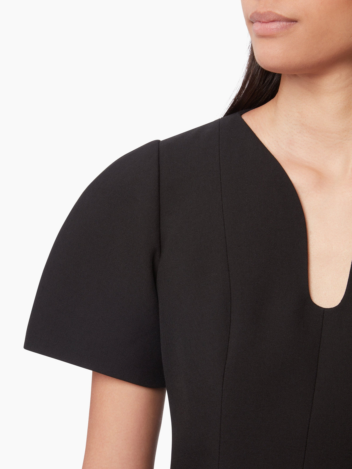 ROBE PEPLUM EN LAINE - Noir