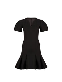 ROBE PEPLUM EN LAINE - Noir