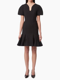 ROBE PEPLUM EN LAINE - Noir