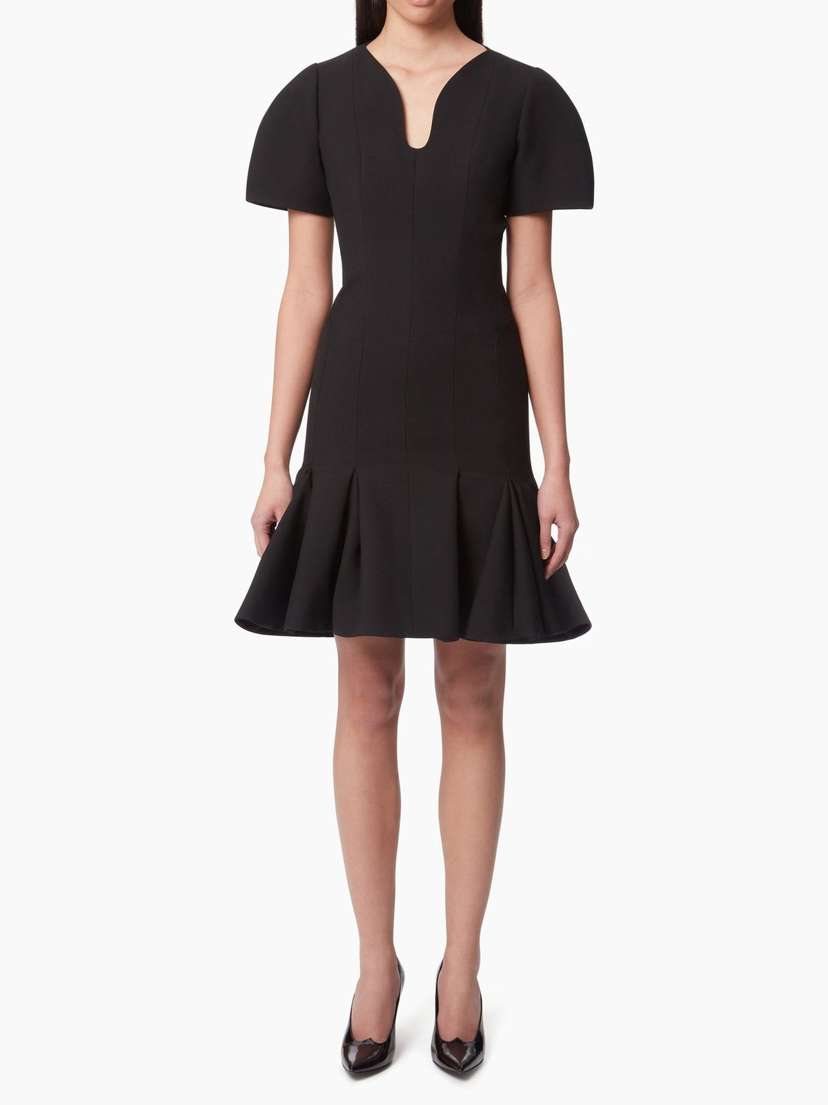 ROBE PEPLUM EN LAINE - Noir
