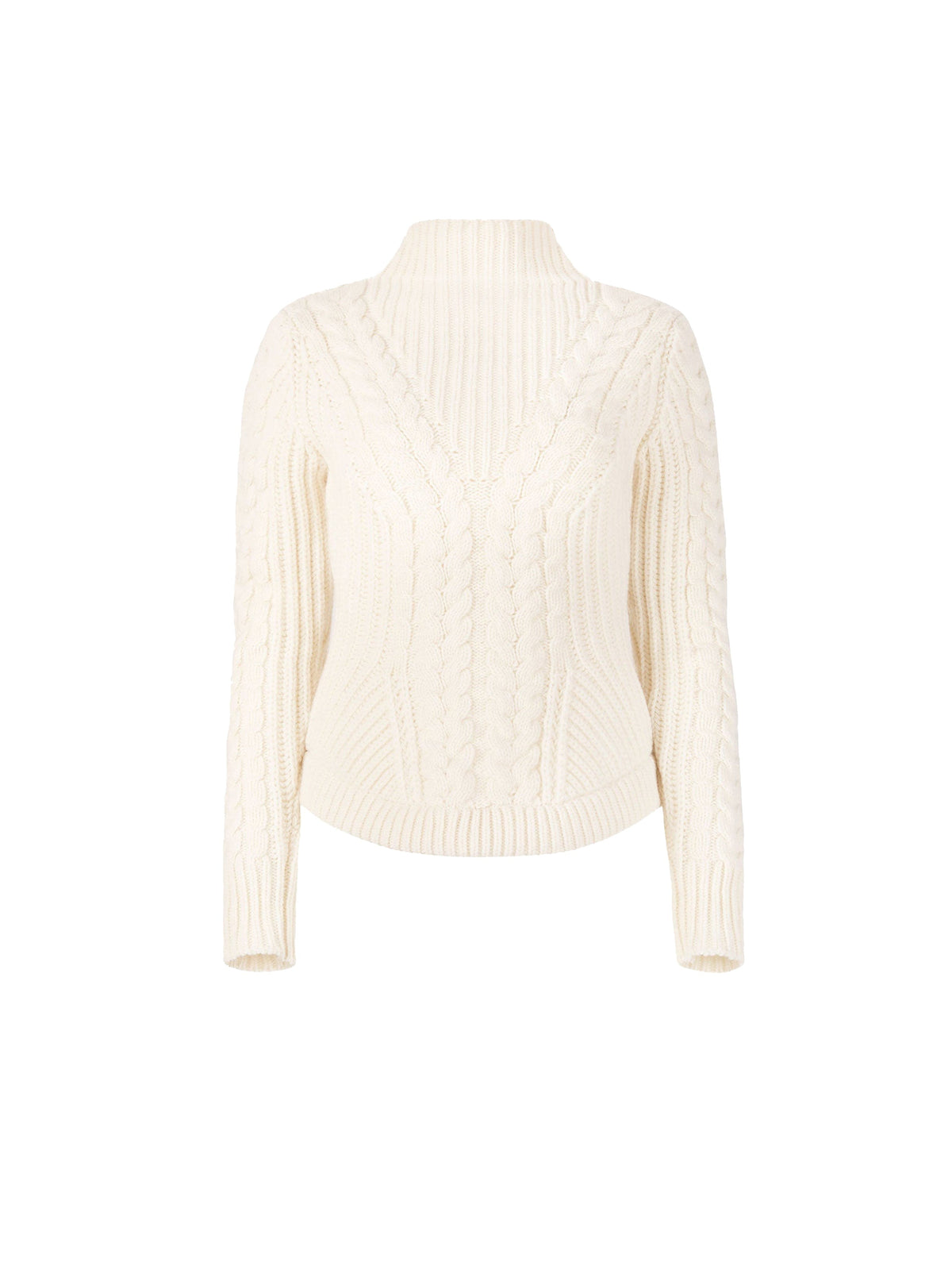 PULL À COL ROULÉ EN LAINE TORSADÉE - Beige