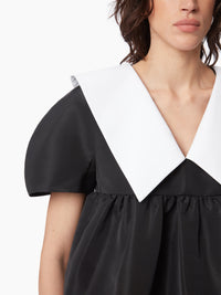 TOP BABYDOLL EN TAFFETAS. - Noir