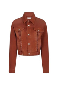 Veste courte à lacets en denim - Brown