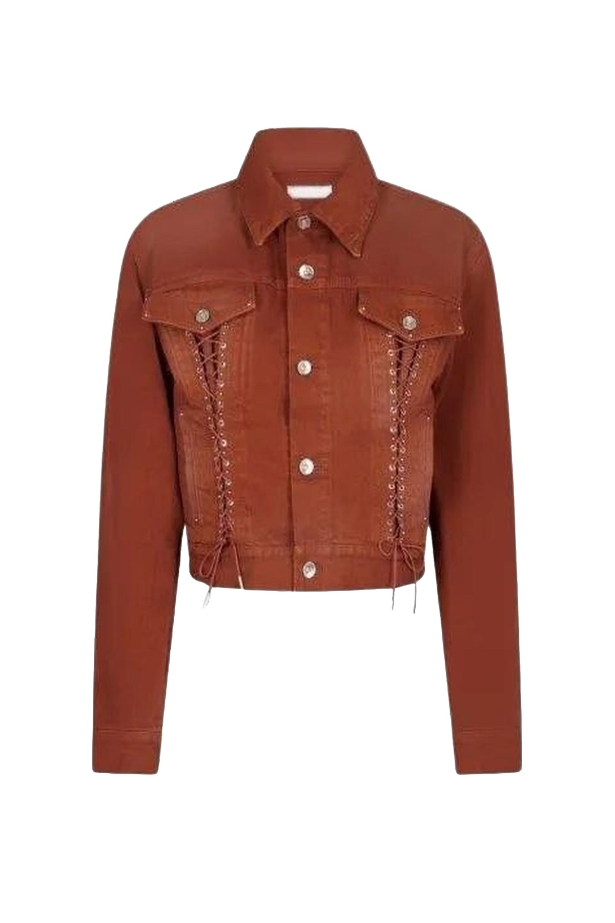 Veste courte à lacets en denim - Brown