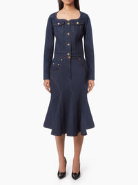 JUPE MIDI EN DENIM - Bleu