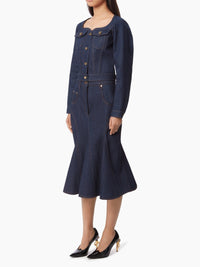 JUPE MIDI EN DENIM - Bleu