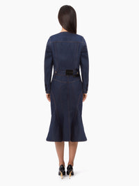 JUPE MIDI EN DENIM - Bleu