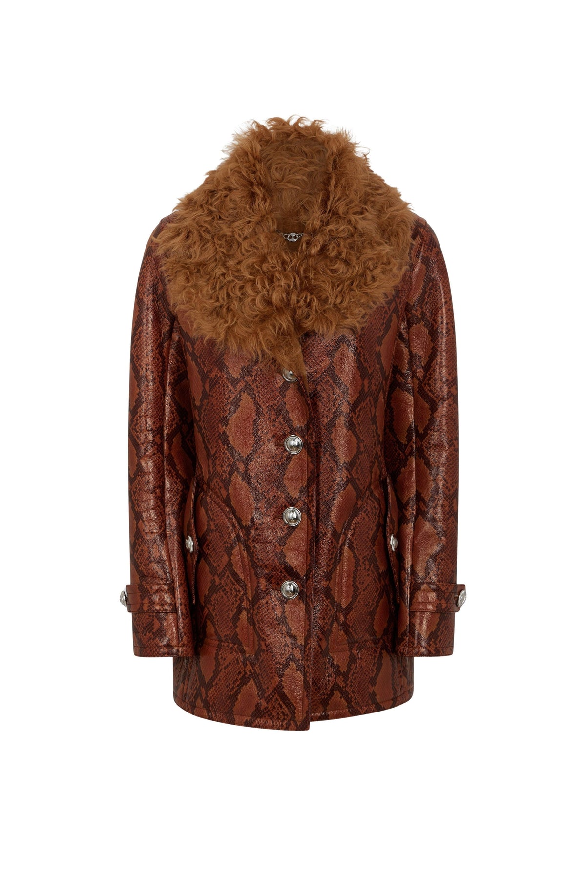 Manteau imprimé en cuir - Rust & Red