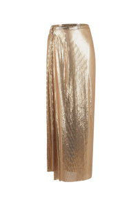 Jupe mi longue en mesh - Gold