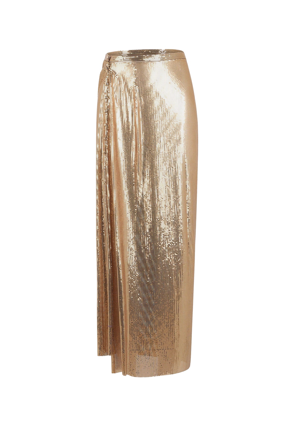 Jupe mi longue en mesh - Gold