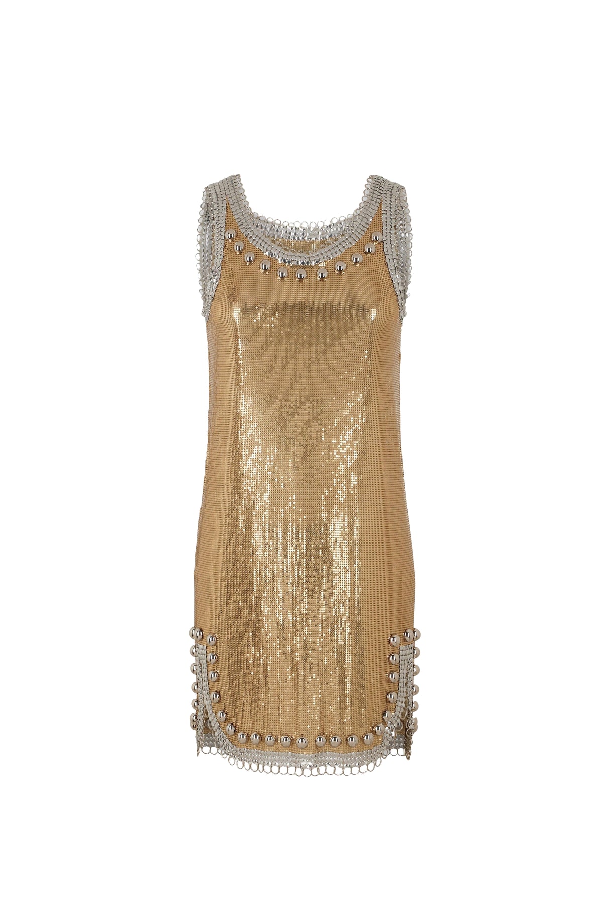 Gold mesh dress with detailing - Gold