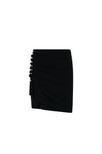 Mid-length draped skirt - Black