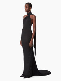 ROBE DRAPÉE À COL LICOU - Noir